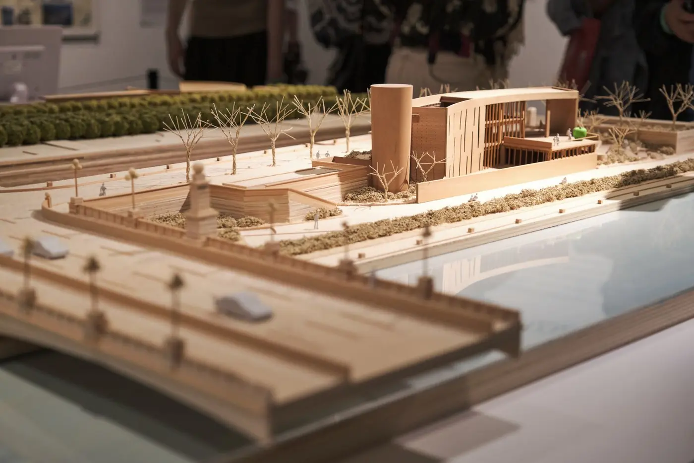 Timber architectural model of a waterfront building